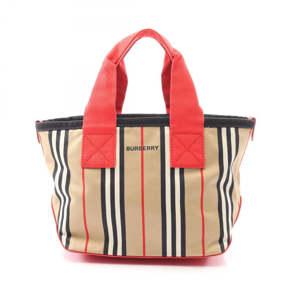 Burberry Icon Stripe Tote Bag Canvas Beige Multicolor
